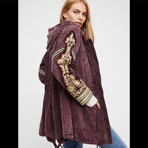 Free People Golden Quills Military Parka XS Berry